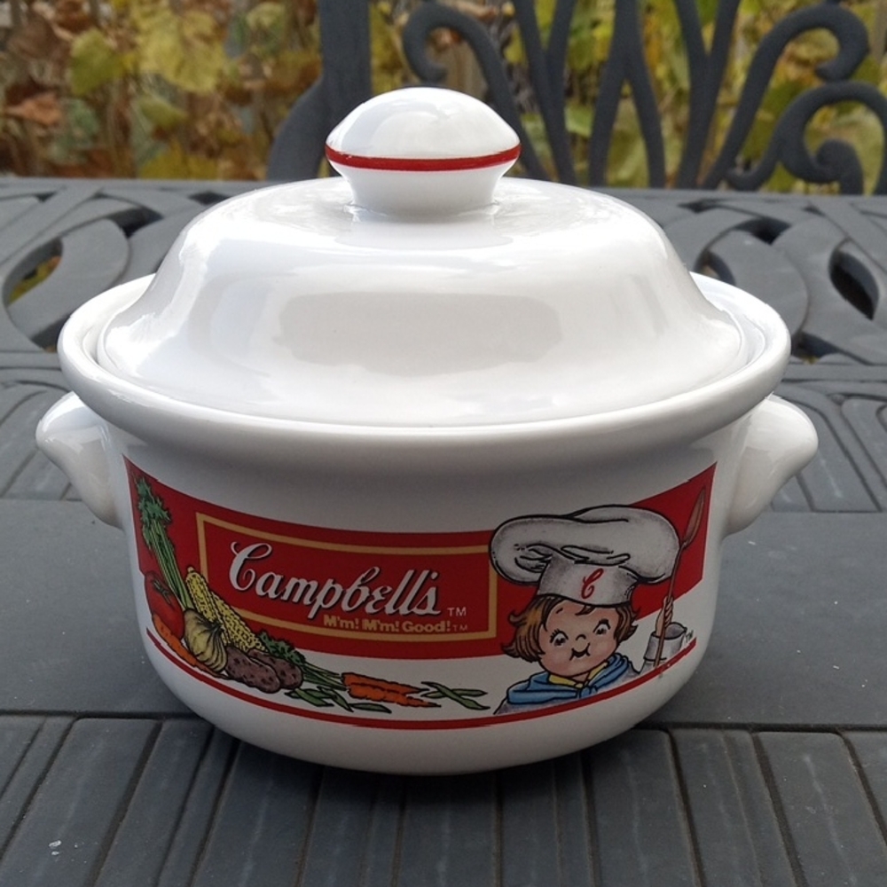Campbell's White Ceramic Soup Bowl with Lid
